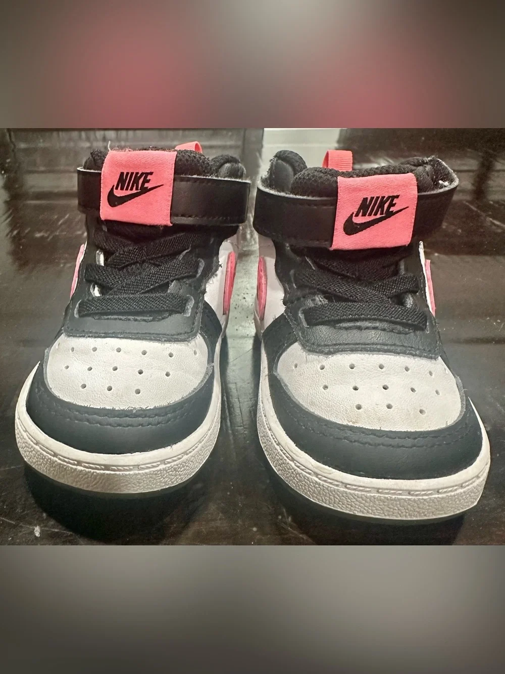 Nike Court Borough Mid 2 (TDV) Toddler Sneaker Pink Black White 5C CD7784-005